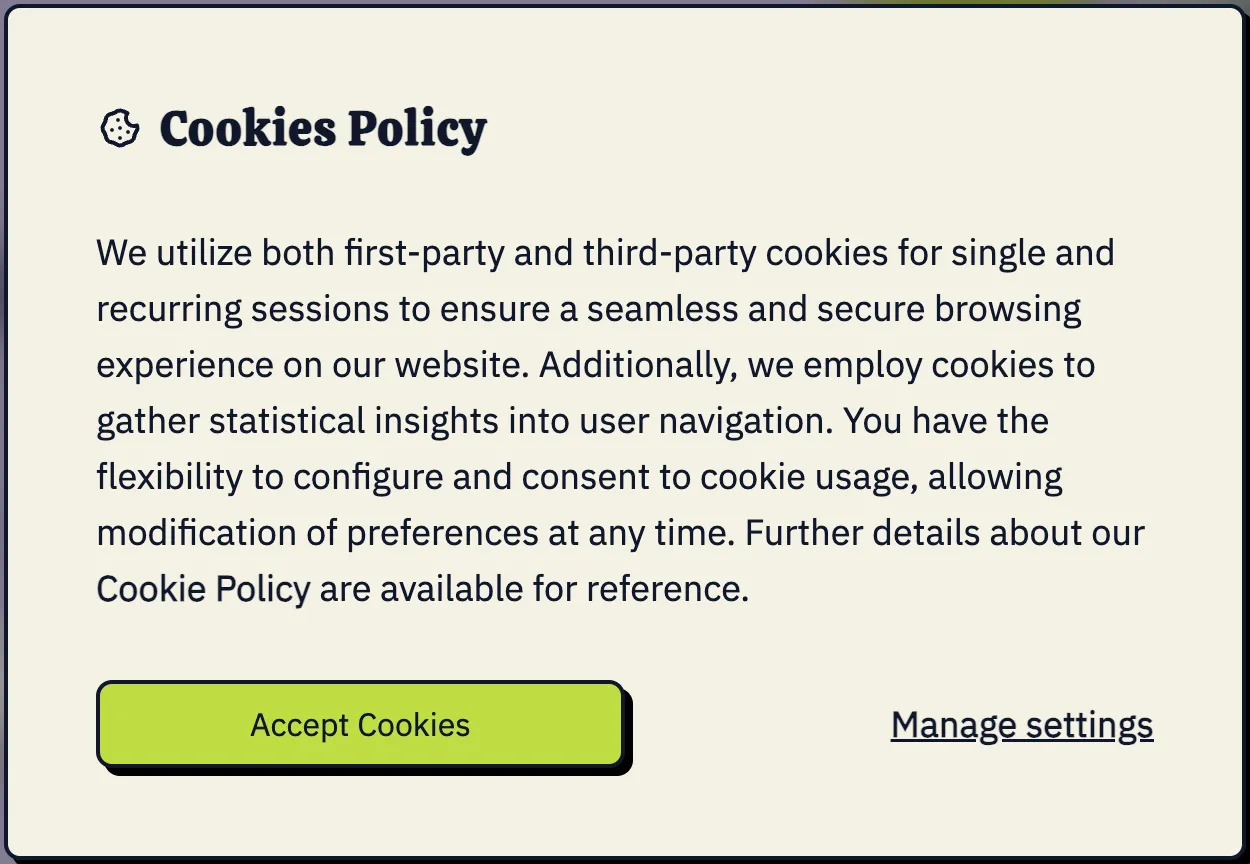 Cookie consent dialog